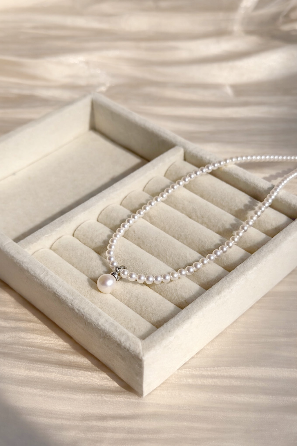 B 3.5–4mm + 8mm | The Held Point | Full Strand Necklace｜In stock｜Ships in 24h