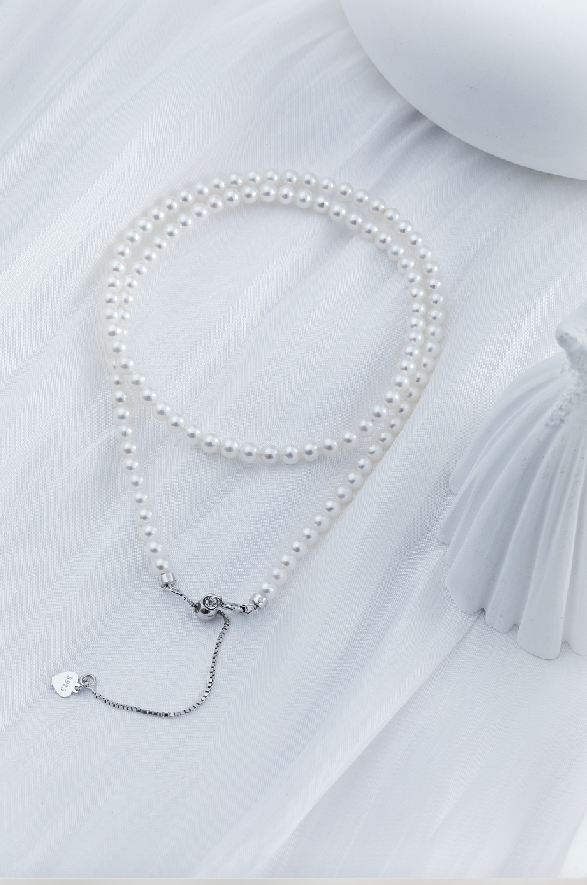 A 3.8-4mm | Whispers of Light |  Full-Strand Necklace