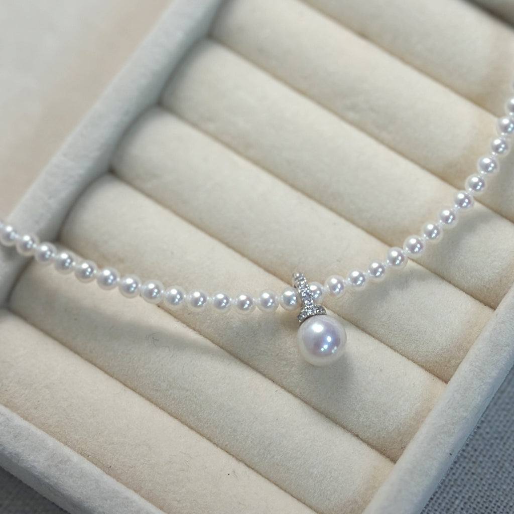 B 3.5–4mm + 8mm | The Held Point | Full Strand Necklace｜In stock｜Ships in 24h
