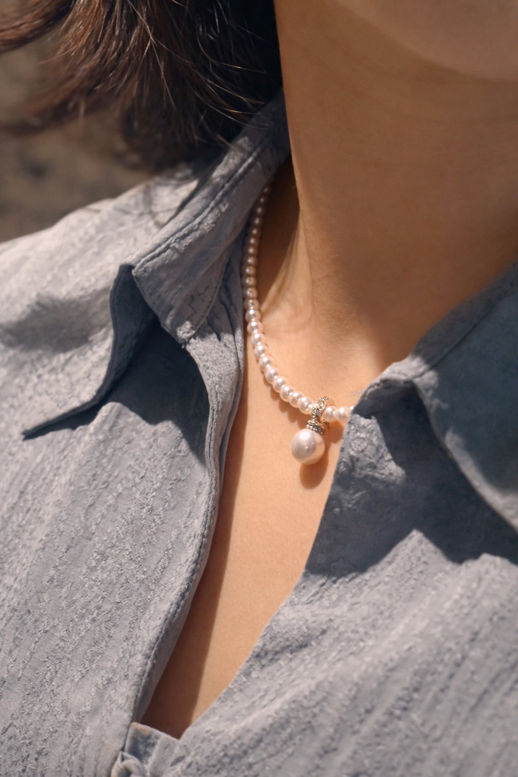 B 3.5–4mm + 8mm | The Held Point | Full Strand Necklace｜In stock｜Ships in 24h