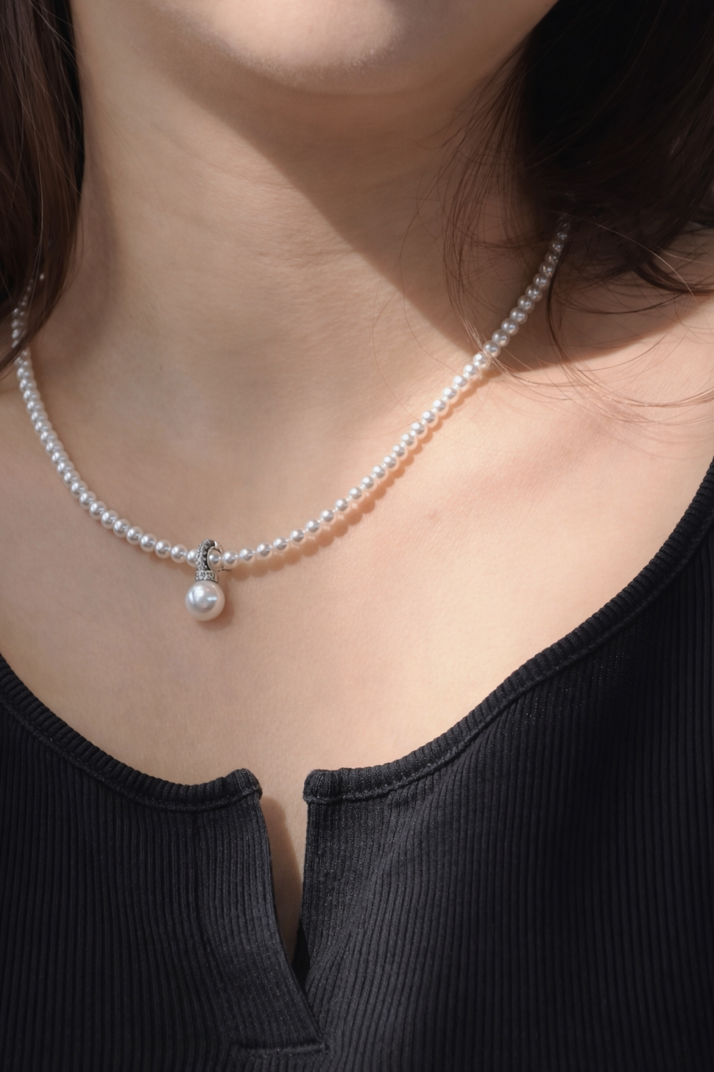 B 3.5–4mm + 8mm | The Held Point | Full Strand Necklace｜In stock｜Ships in 24h