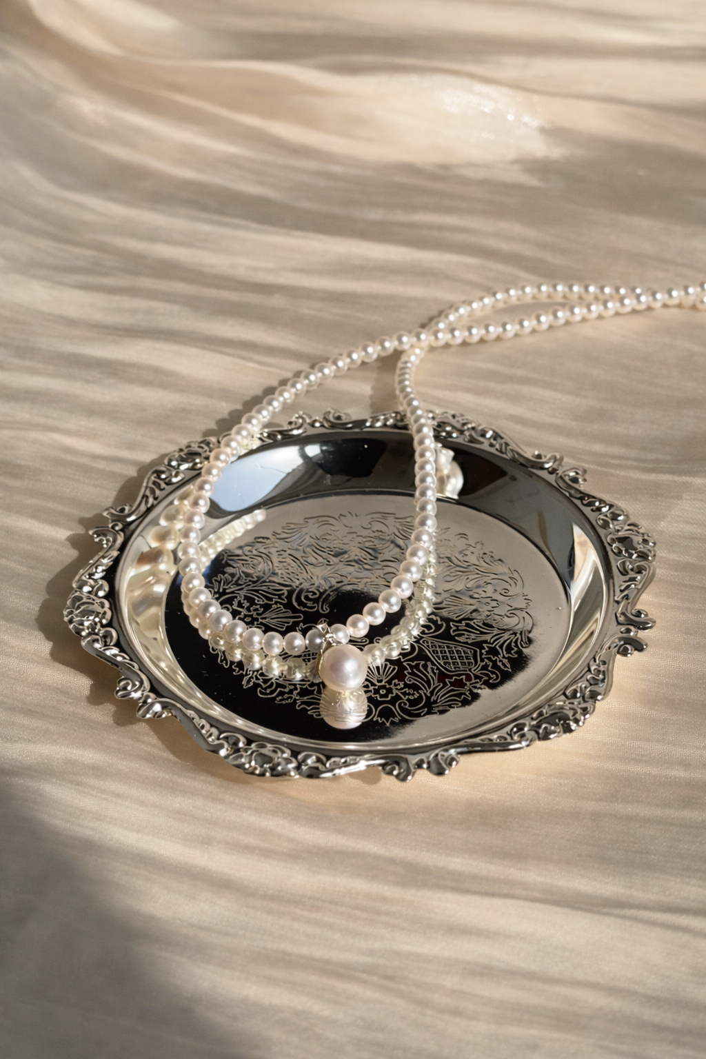 B 3.5–4mm + 8mm | The Held Point | Full Strand Necklace｜In stock｜Ships in 24h